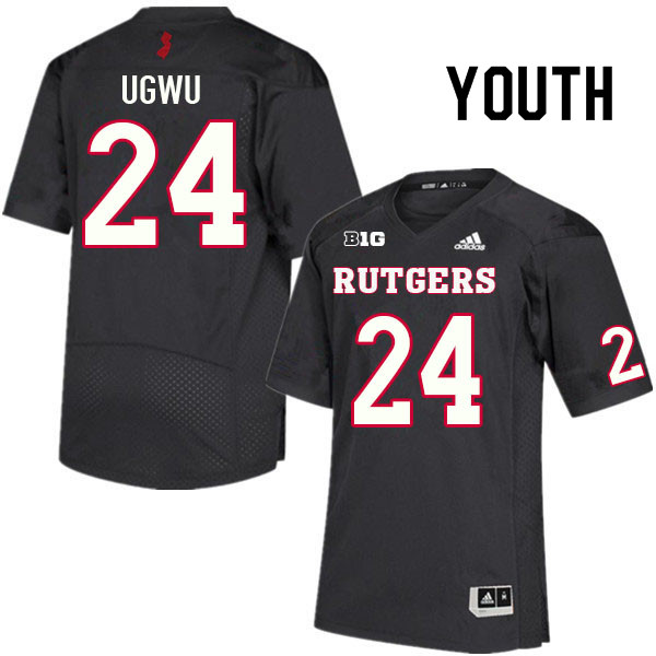 Youth #24 Brian Ugwu Rutgers Scarlet Knights College Football Jerseys Sale-Black - Click Image to Close